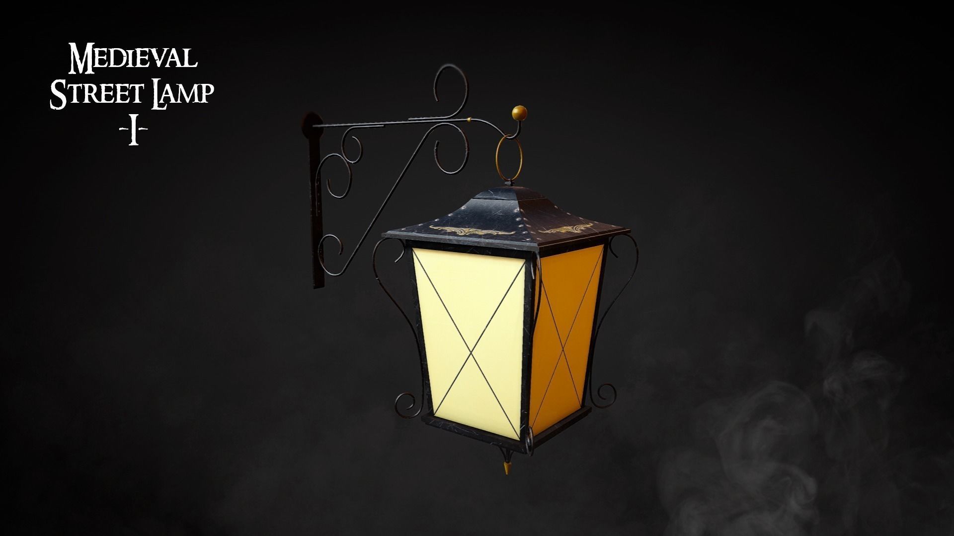 Medieval Street Lamp 01 Low-poly 3D model_0