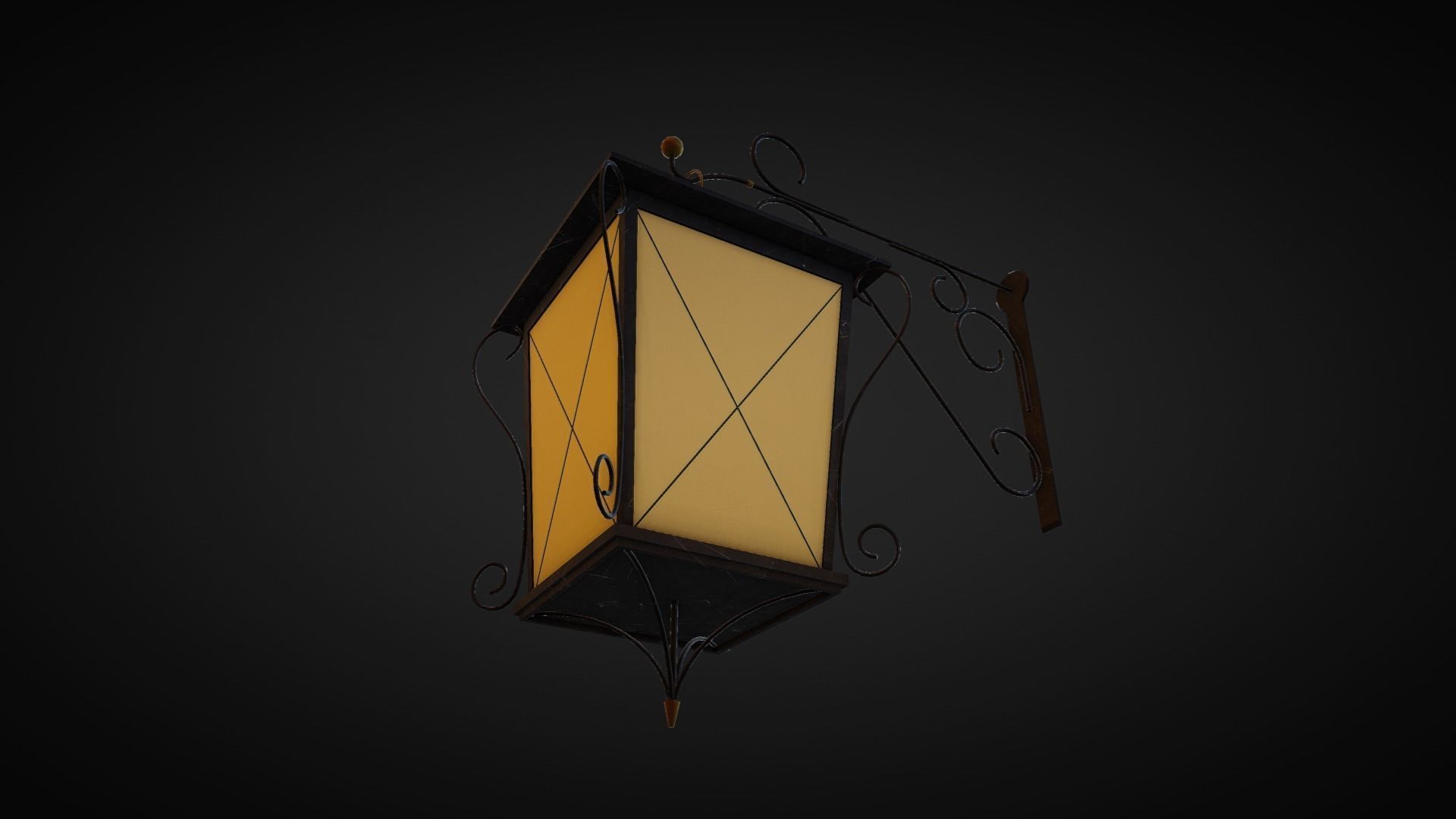 Medieval Street Lamp 01 Low-poly 3D model_5