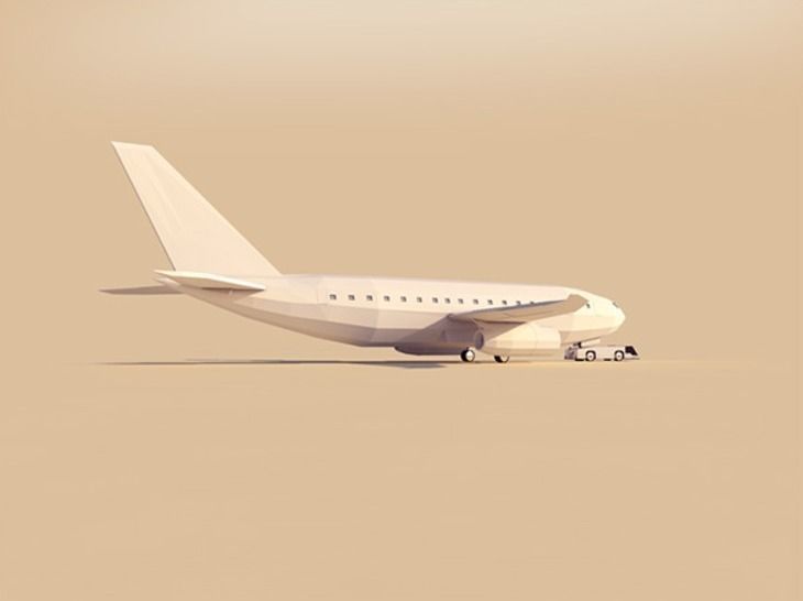 Cartoon Low Poly Tug and Airbus Low-poly 3D model_4