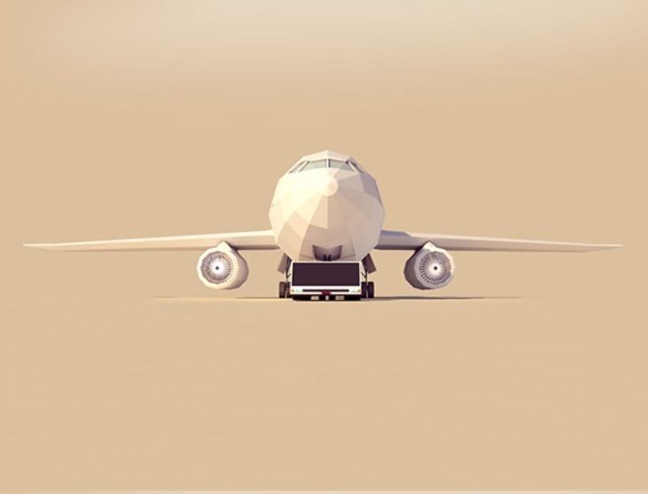 Cartoon Low Poly Tug and Airbus Low-poly 3D model_3