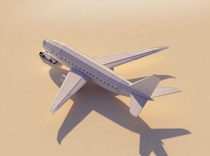 Cartoon Low Poly Tug and Airbus Low-poly 3D model_2