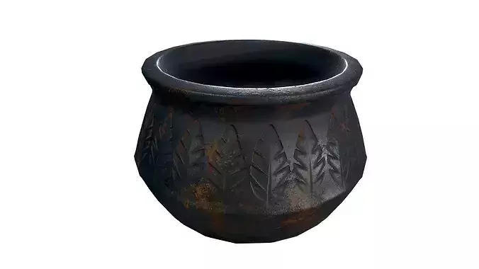 Stylized Medieval Cooking Cauldron  Game Ready 3D Model Low-poly 3D model 6
