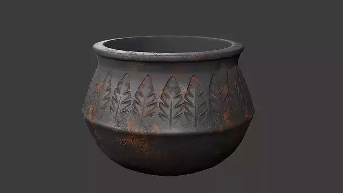 Stylized Medieval Cooking Cauldron  Game Ready 3D Model Low-poly 3D model 4