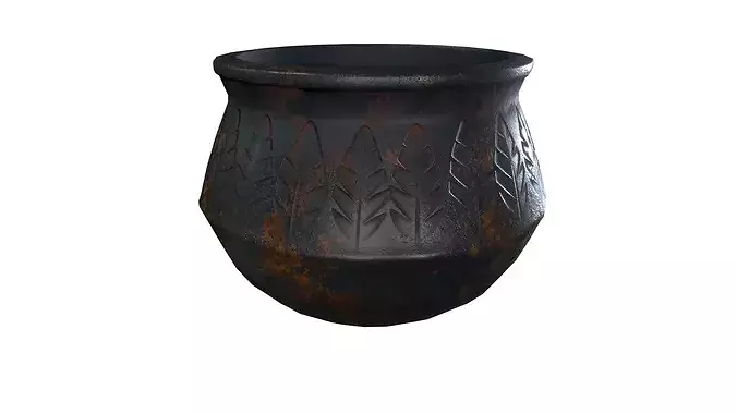 Stylized Medieval Cooking Cauldron  Game Ready 3D Model Low-poly 3D model 2