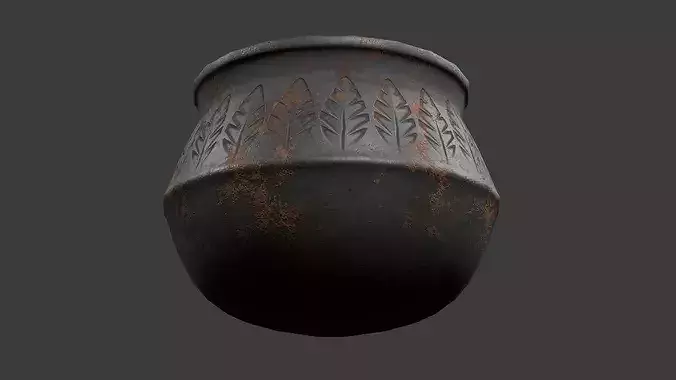 Stylized Medieval Cooking Cauldron  Game Ready 3D Model Low-poly 3D model 3