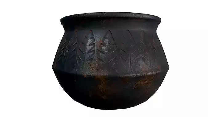 Stylized Medieval Cooking Cauldron  Game Ready 3D Model Low-poly 3D model 5