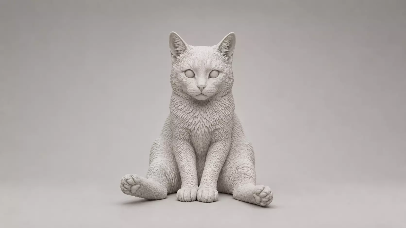 Realistic Funny Sitting Cat Figurine - Relaxed Cat Sculpture 3D print model