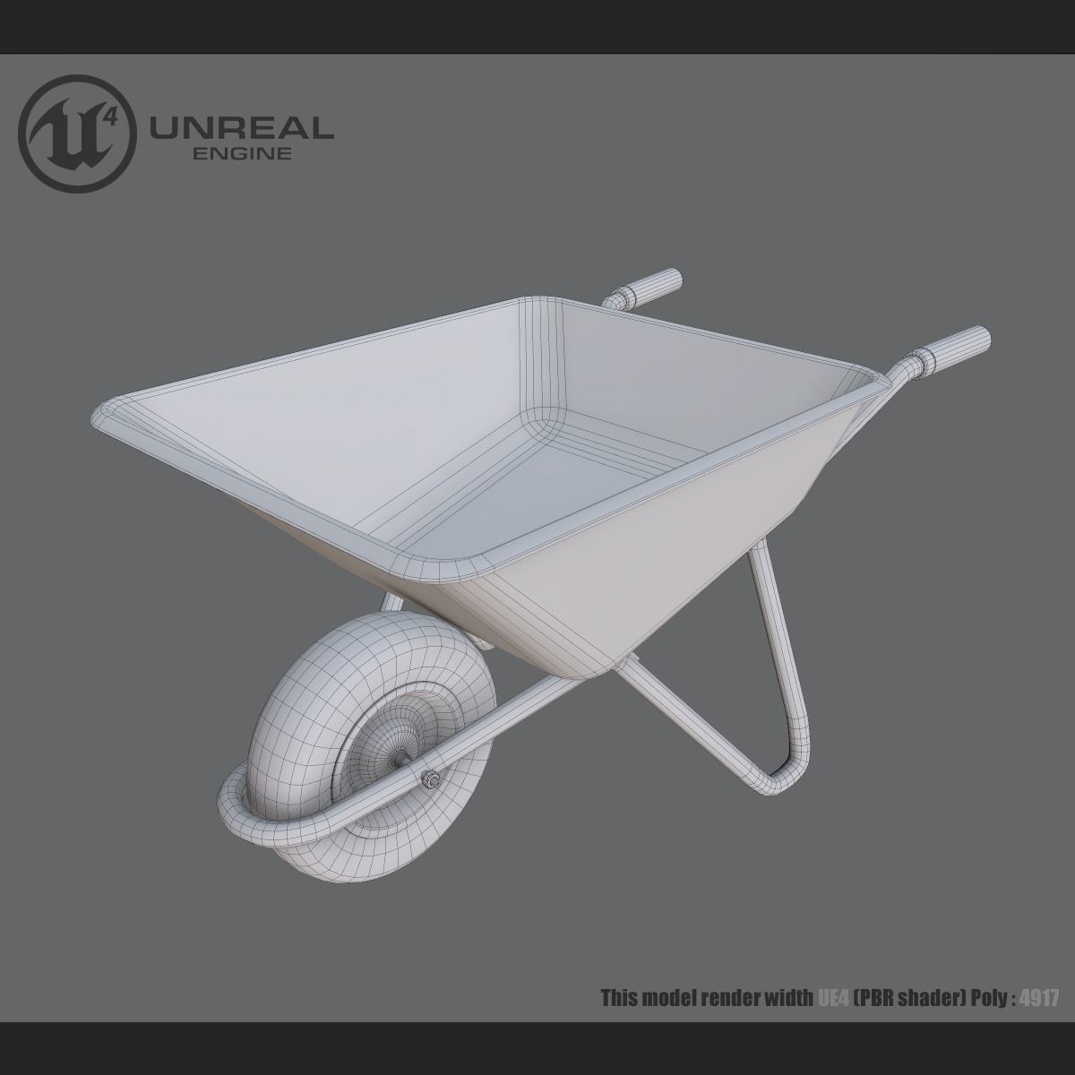 Wheelbarrow unreal Low-poly 3D model_5