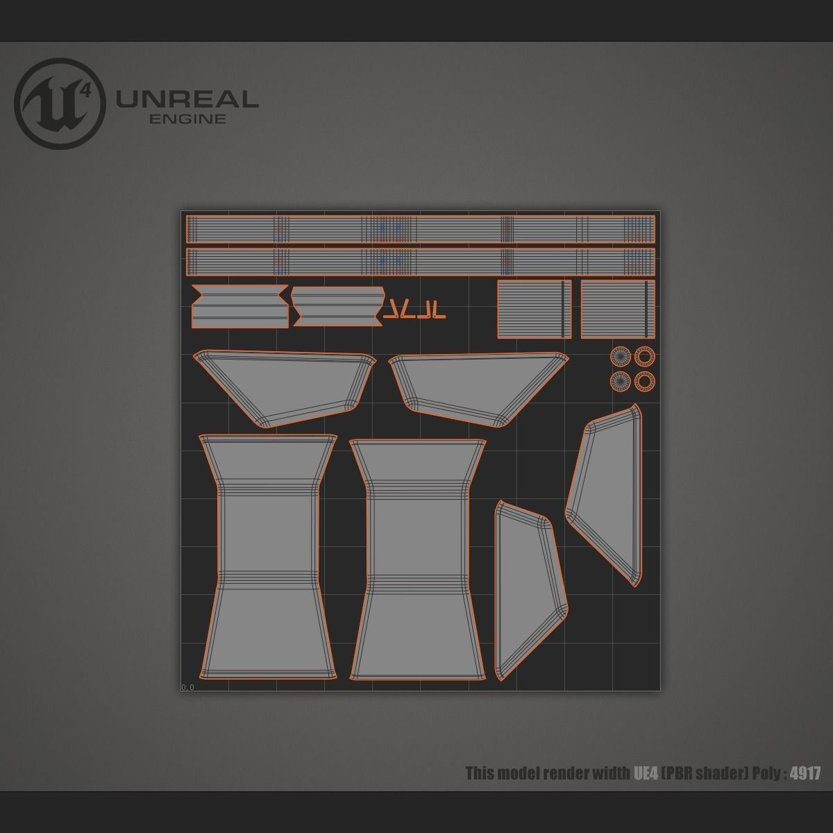 Wheelbarrow unreal Low-poly 3D model_6