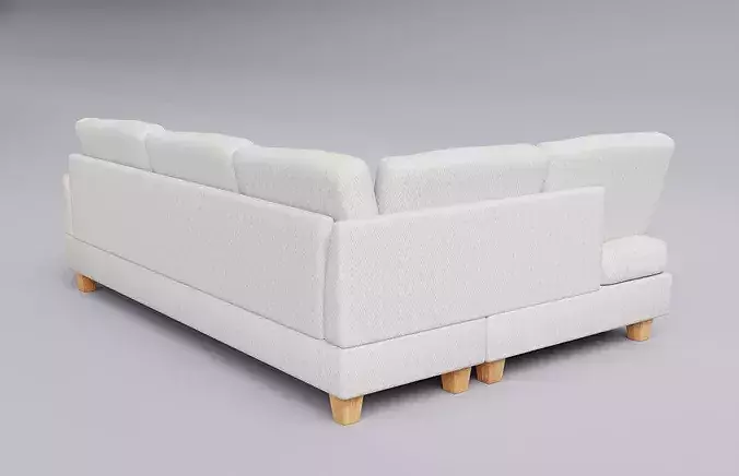 Tufted L-Shaped Sofa 01 Low-poly 3D model 4