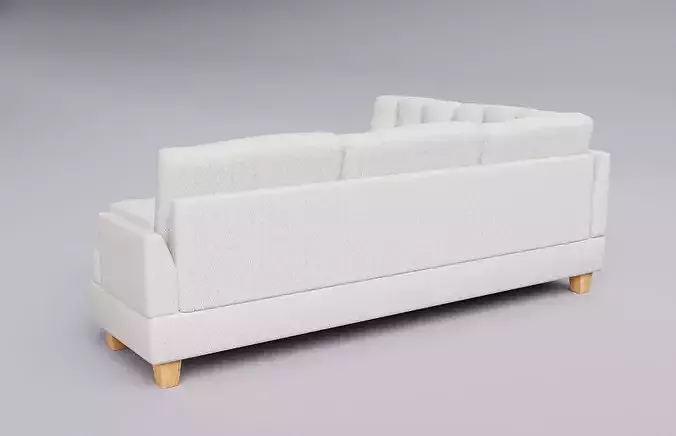 Tufted L-Shaped Sofa 01 Low-poly 3D model 5