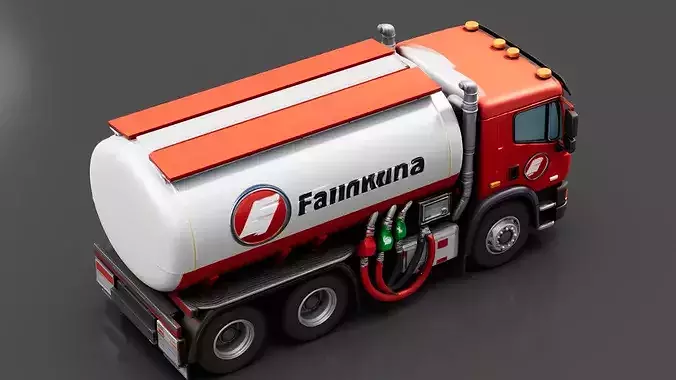Mobile Fuel Truck Low-poly 3D model 4