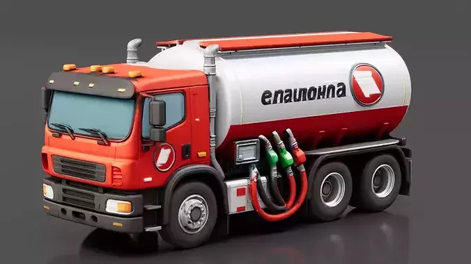 Mobile Fuel Truck Low-poly 3D model 2