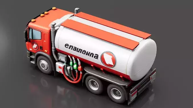 Mobile Fuel Truck Low-poly 3D model 3