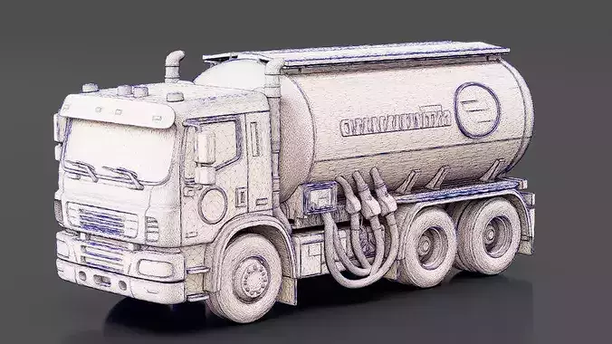 Mobile Fuel Truck Low-poly 3D model 7