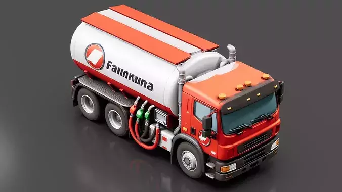 Mobile Fuel Truck Low-poly 3D model 5