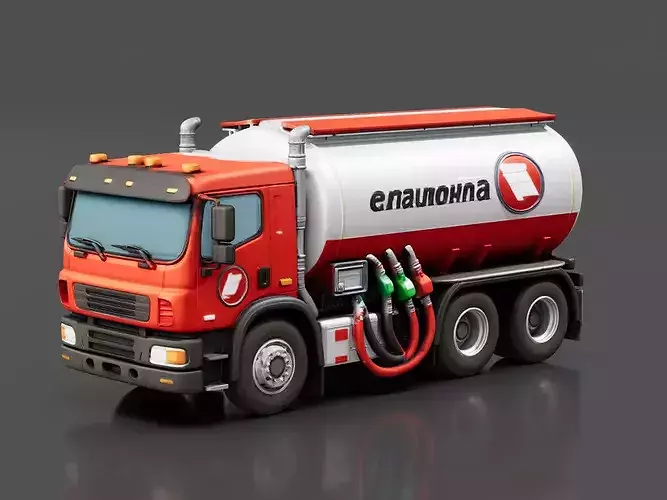 Mobile Fuel Truck Low-poly 3D model