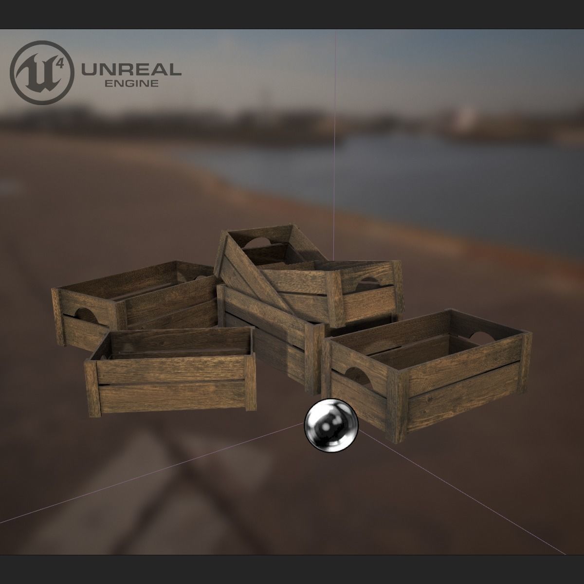 Wooden crate Low-poly 3D model_5