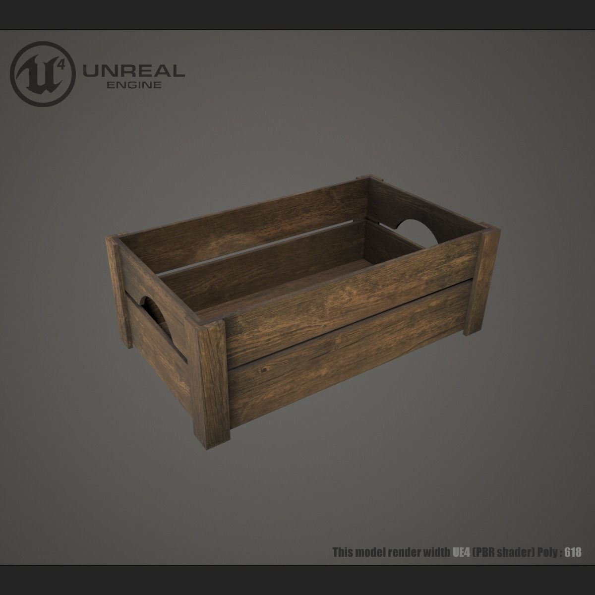 Wooden crate Low-poly 3D model_2