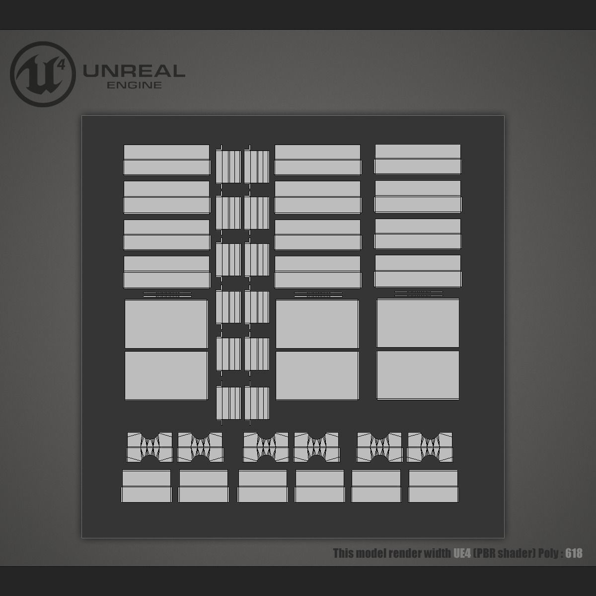 Wooden crate Low-poly 3D model_7