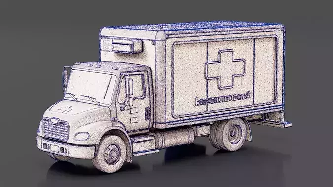 Mobile Pharmacy Truck Low-poly 3D model 7
