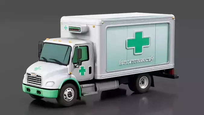 Mobile Pharmacy Truck Low-poly 3D model 2