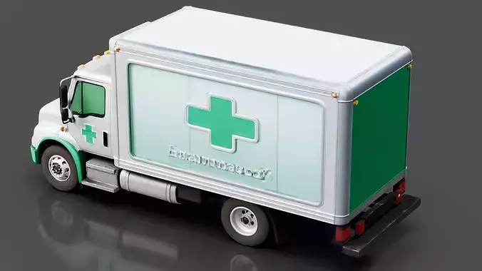 Mobile Pharmacy Truck Low-poly 3D model 3