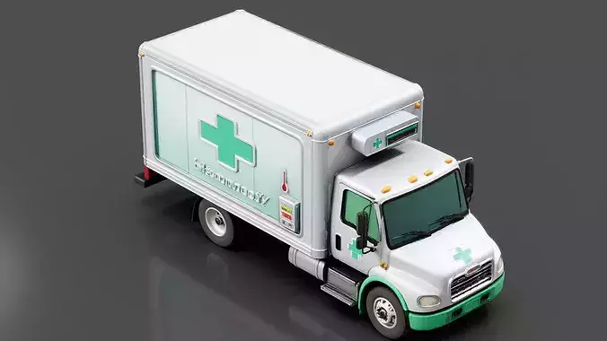 Mobile Pharmacy Truck Low-poly 3D model 5