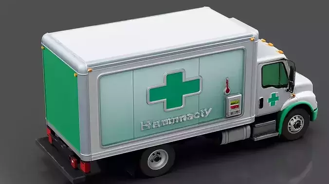 Mobile Pharmacy Truck Low-poly 3D model 4