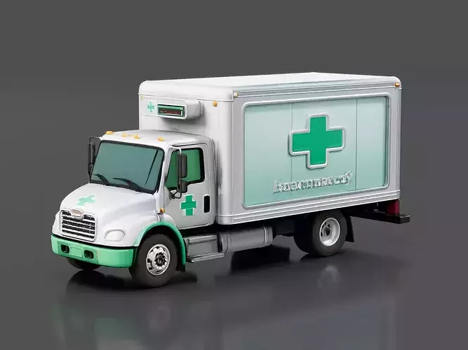 Mobile Pharmacy Truck Low-poly 3D model