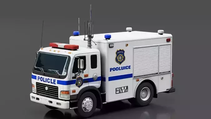 Police Command Vehicle Low-poly 3D model 2