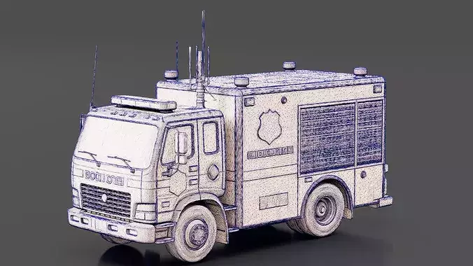Police Command Vehicle Low-poly 3D model 7