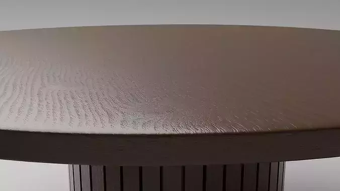 Modern Japandi Round Dining Table with Fluted Pedestal 3D model 7