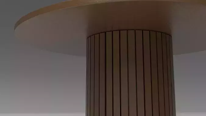 Modern Japandi Round Dining Table with Fluted Pedestal 3D model 3