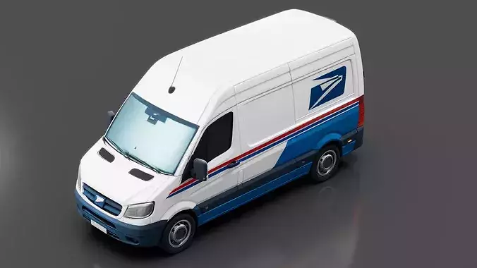 Postal Delivery Van Low-poly 3D model 5