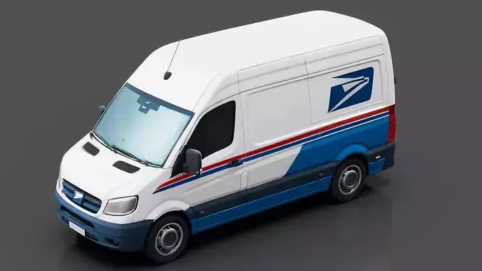 Postal Delivery Van Low-poly 3D model 2