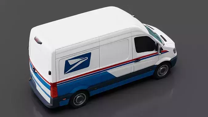 Postal Delivery Van Low-poly 3D model 3