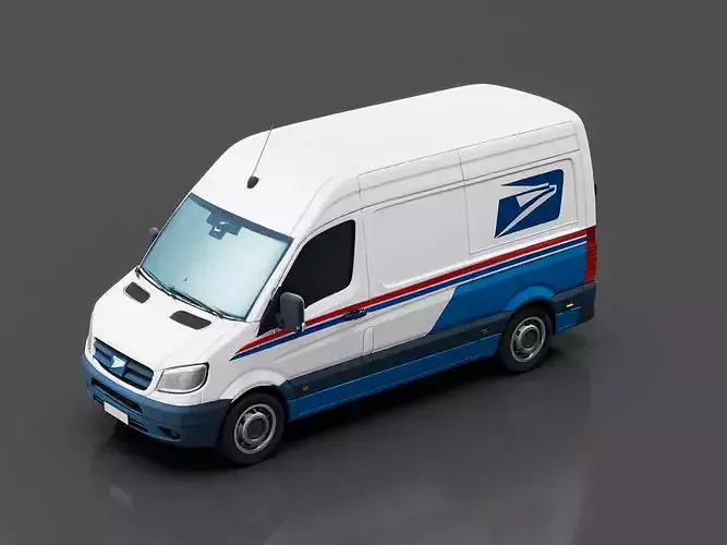 Postal Delivery Van Low-poly 3D model
