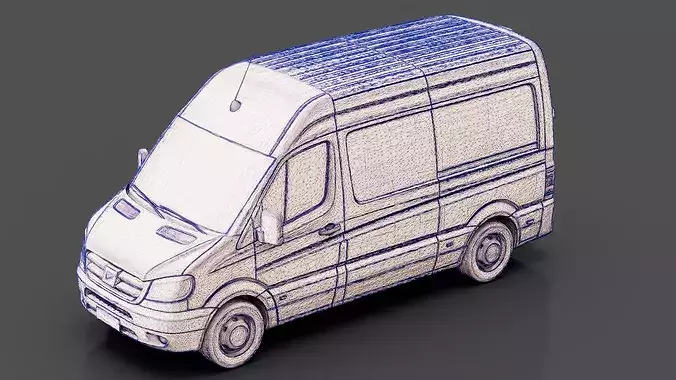 Postal Delivery Van Low-poly 3D model 7