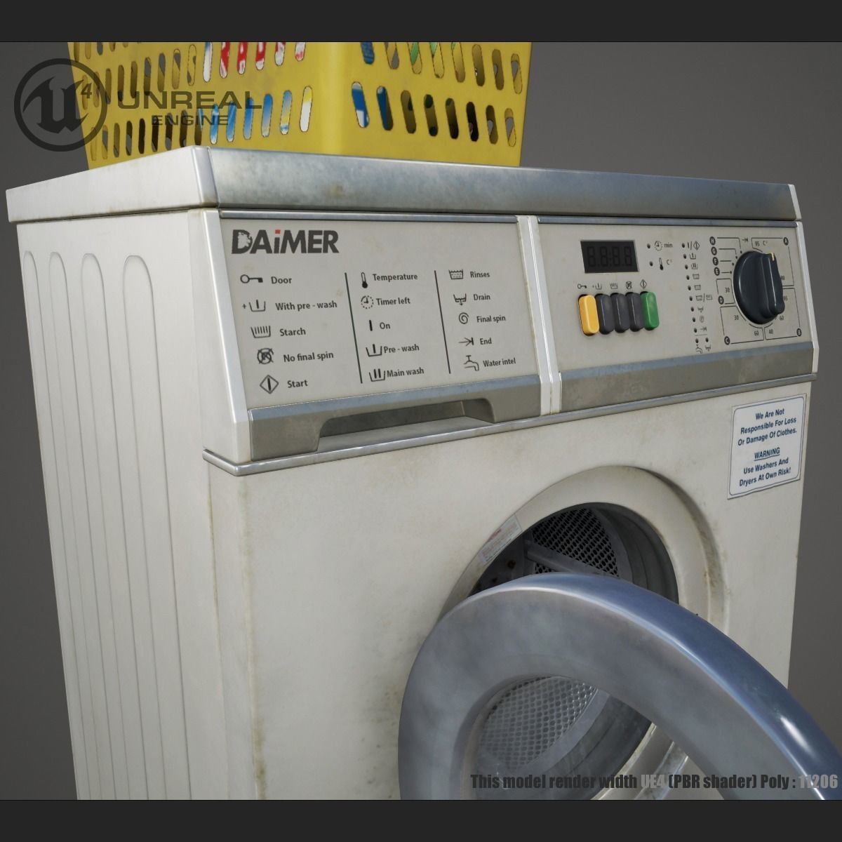 Washer washing machine Low-poly 3D model_5