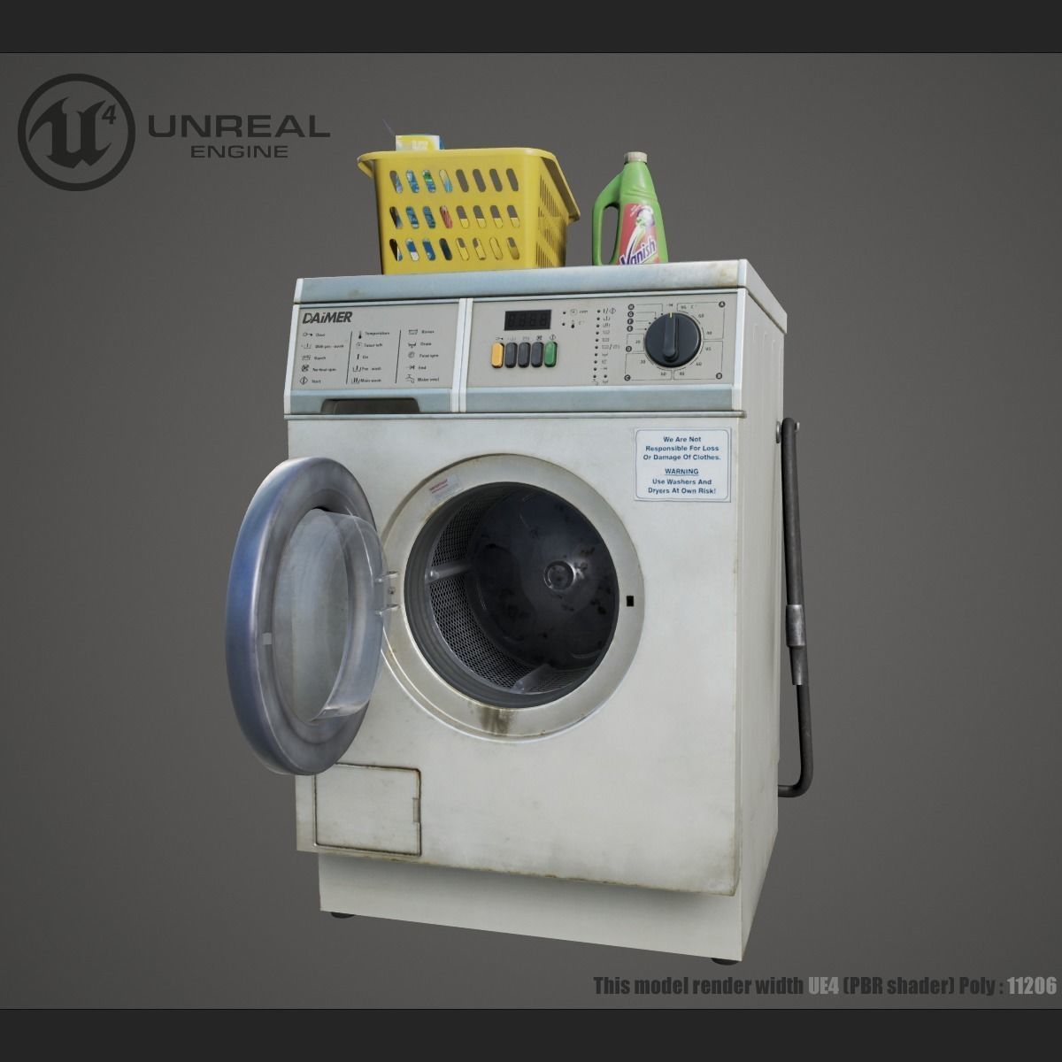 Washer washing machine Low-poly 3D model_1