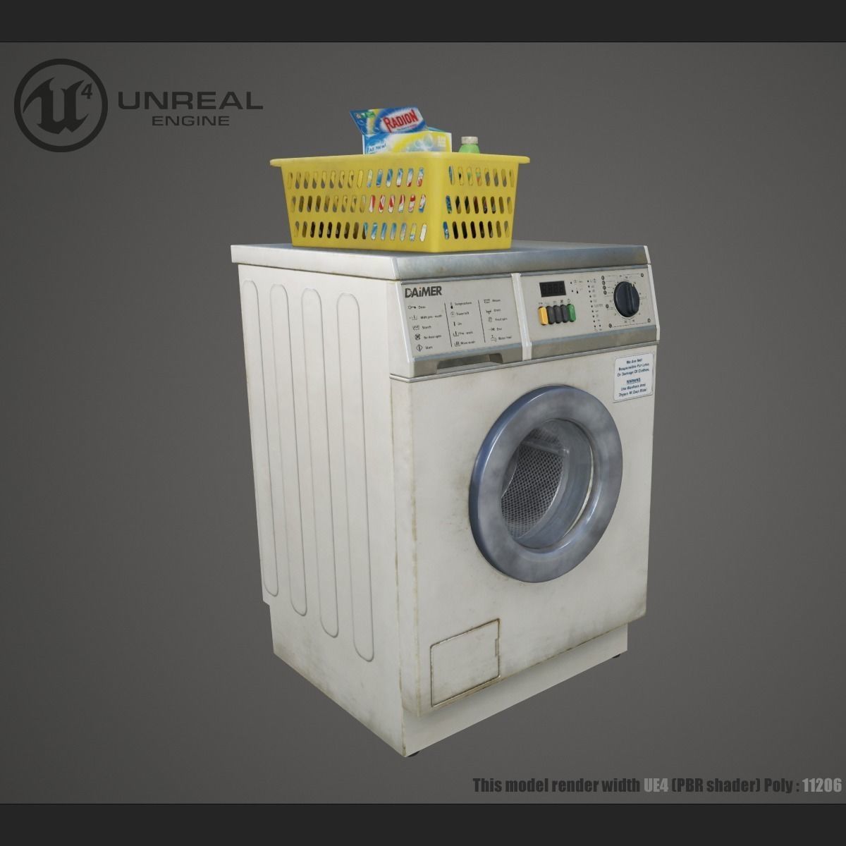 Washer washing machine Low-poly 3D model_7