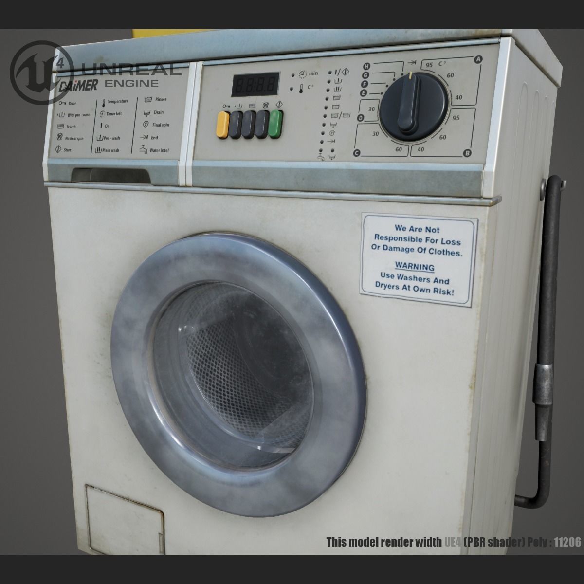 Washer washing machine Low-poly 3D model_6
