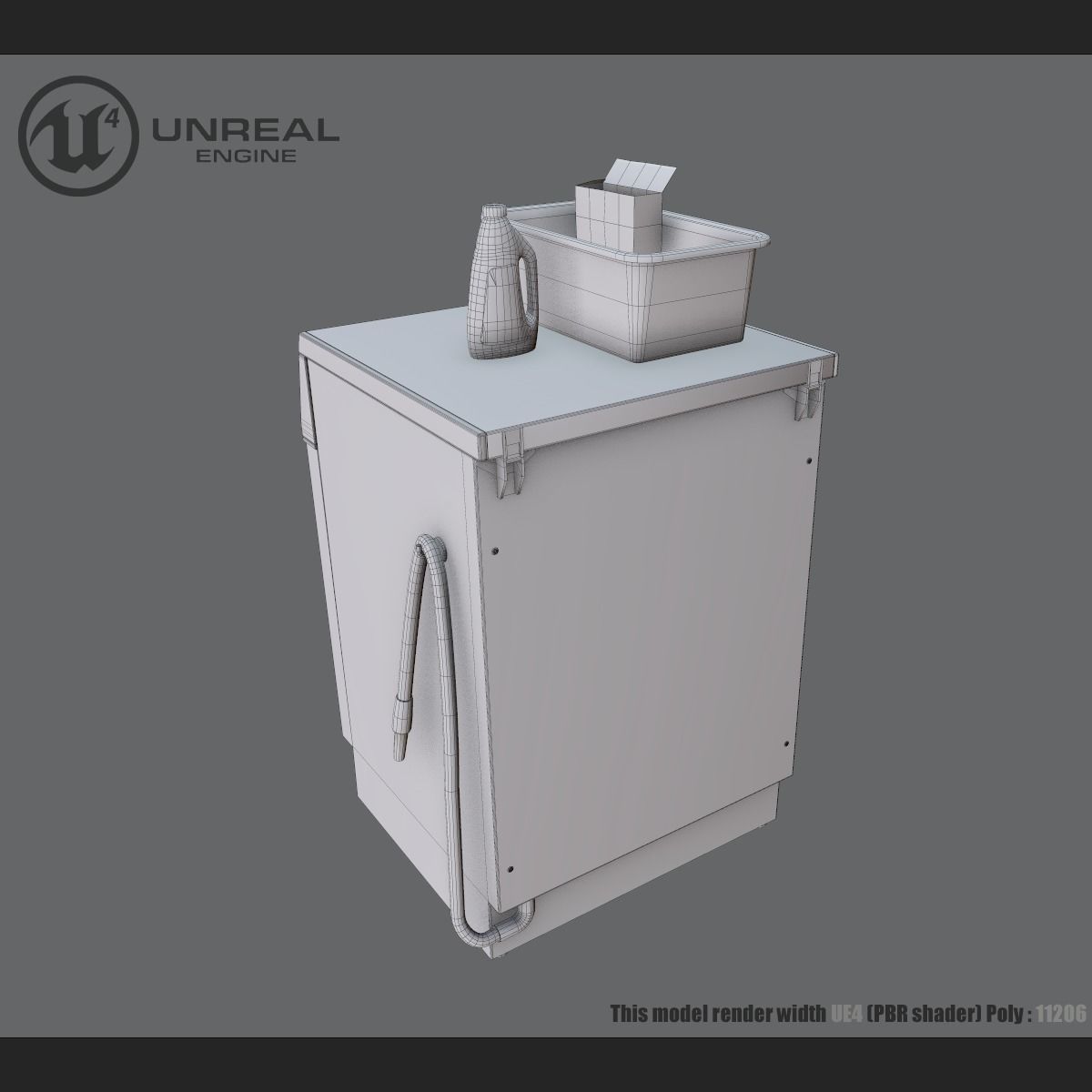Washer washing machine Low-poly 3D model_9