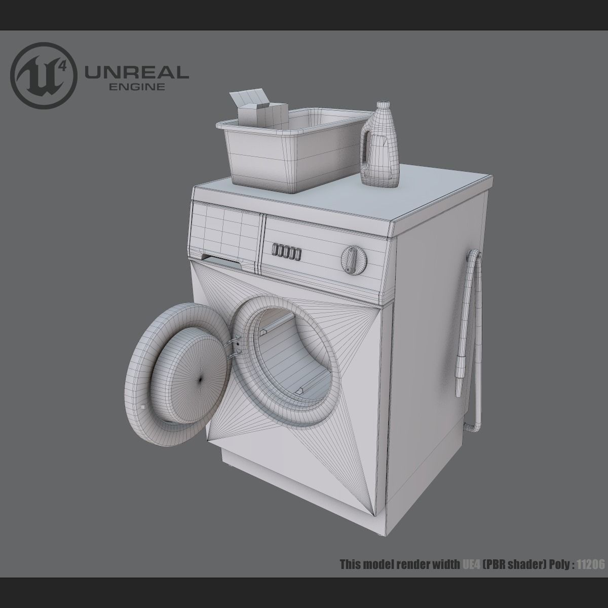 Washer washing machine Low-poly 3D model_10