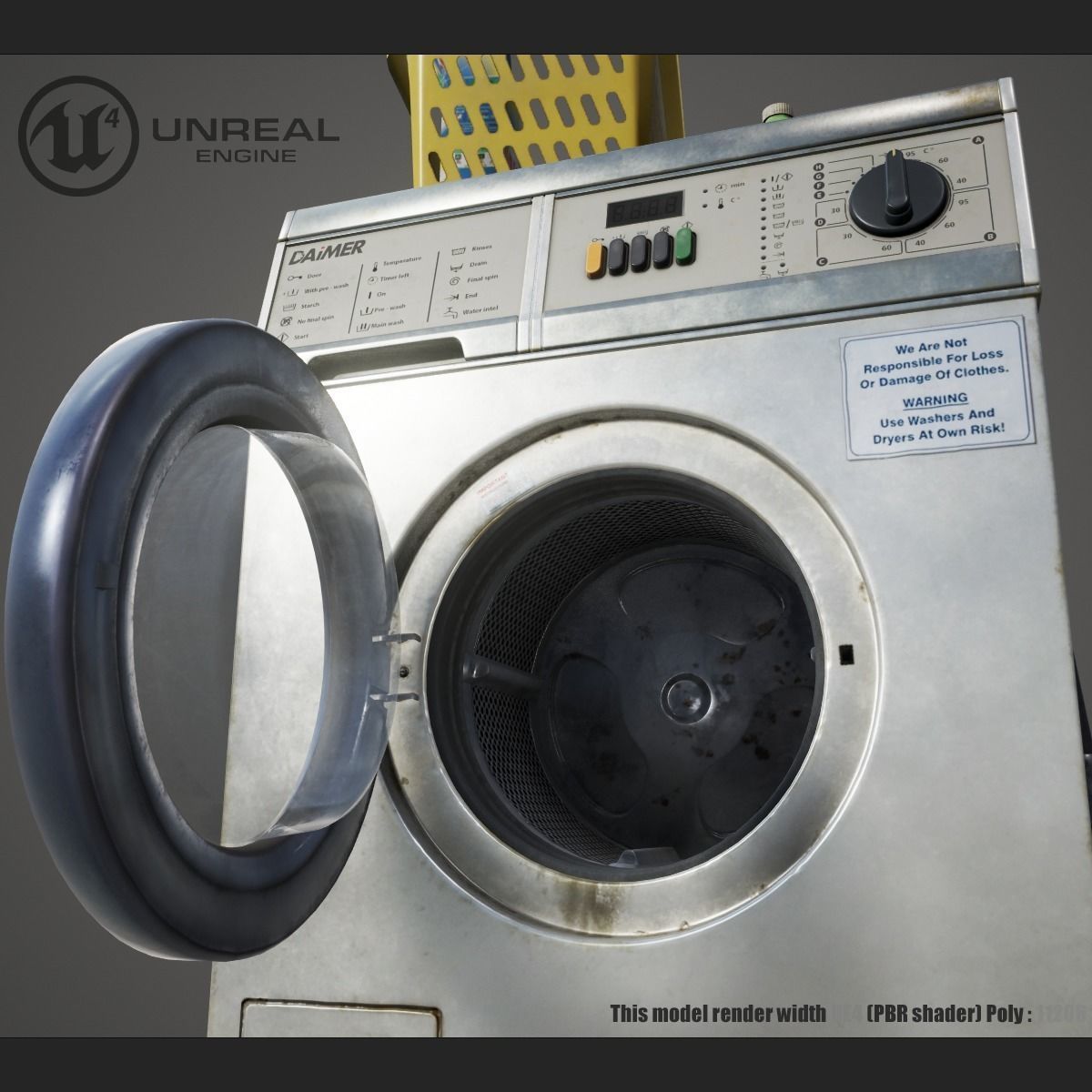 Washer washing machine Low-poly 3D model_4