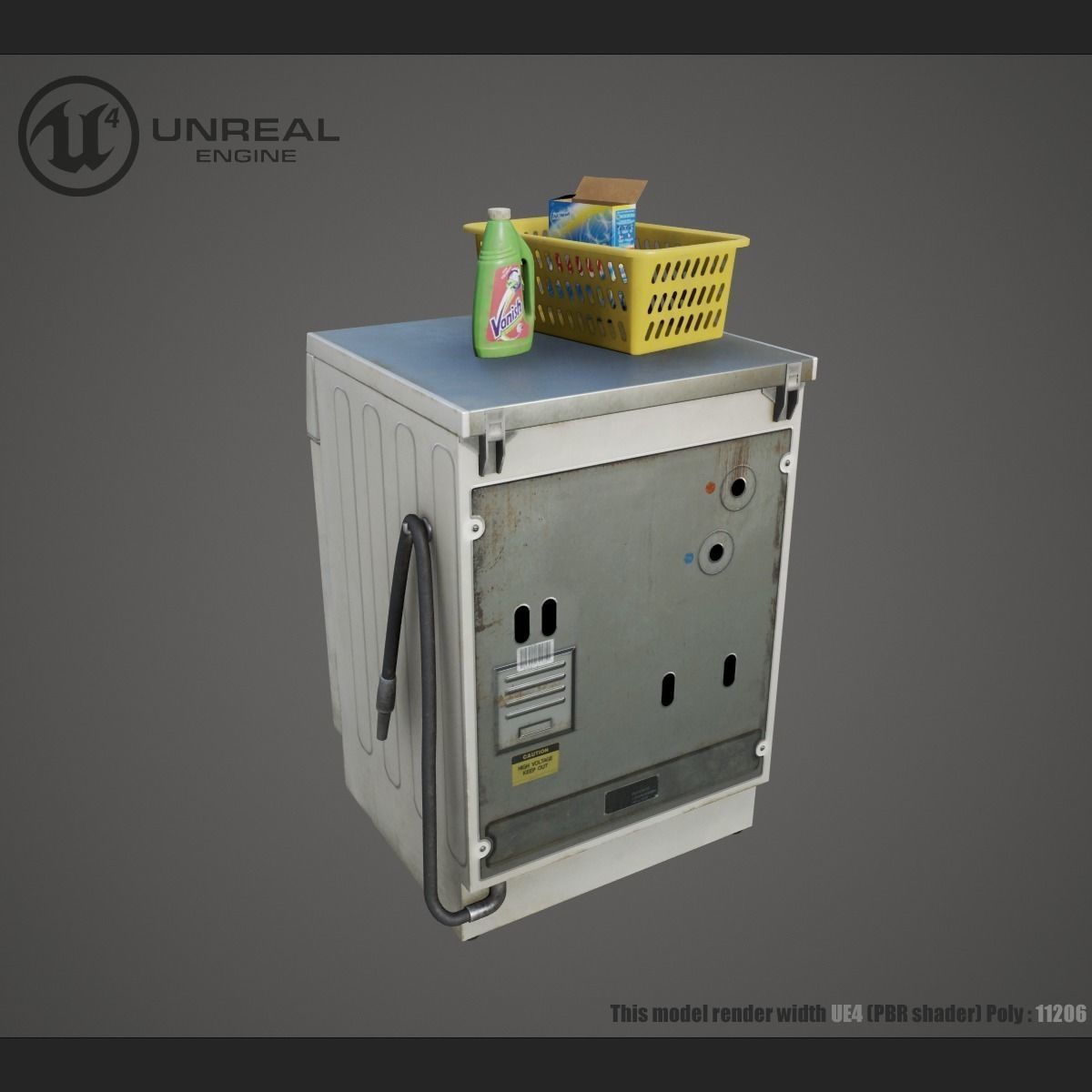 Washer washing machine Low-poly 3D model_8