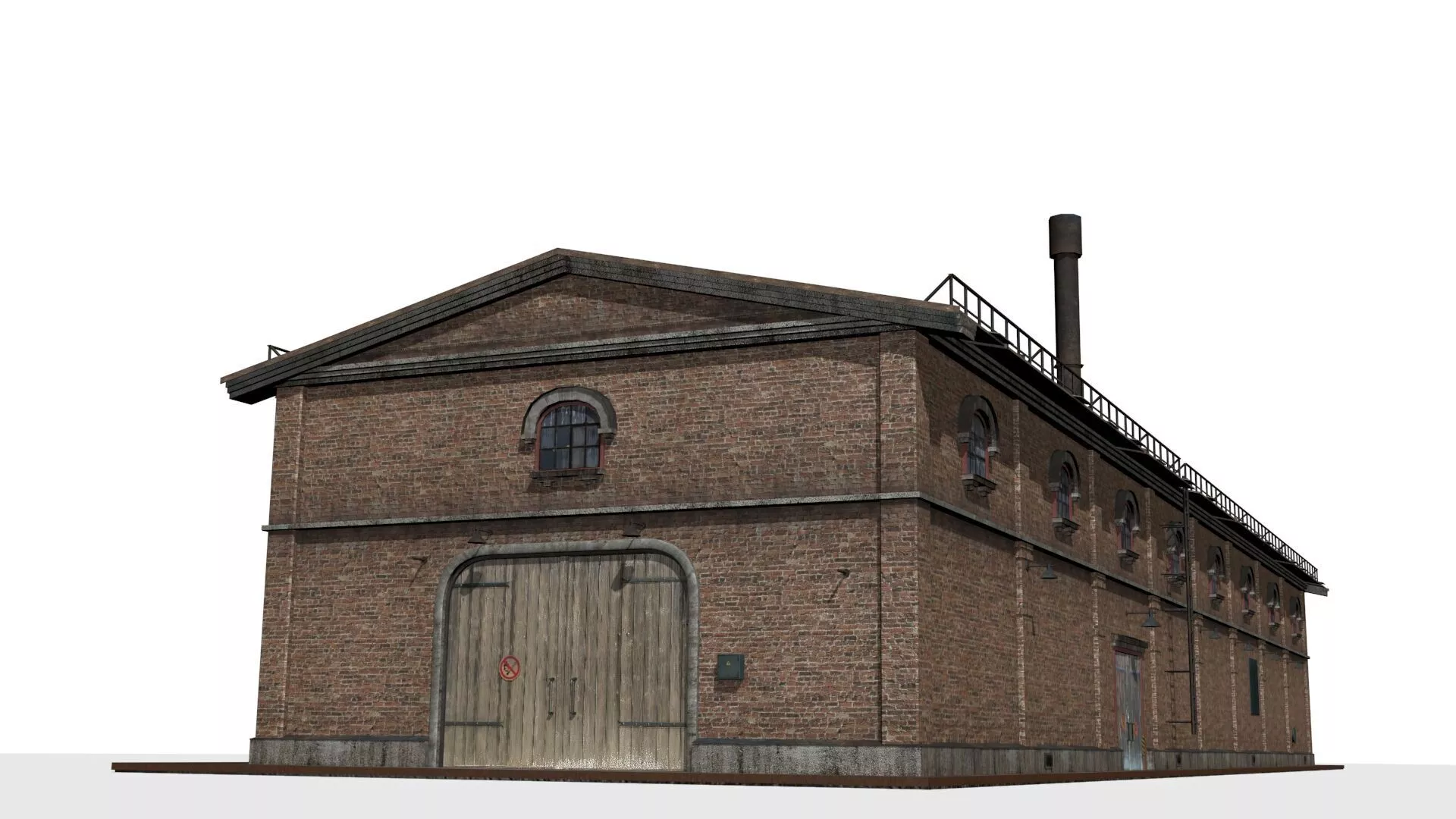 Old brick factory Low-poly 3D model