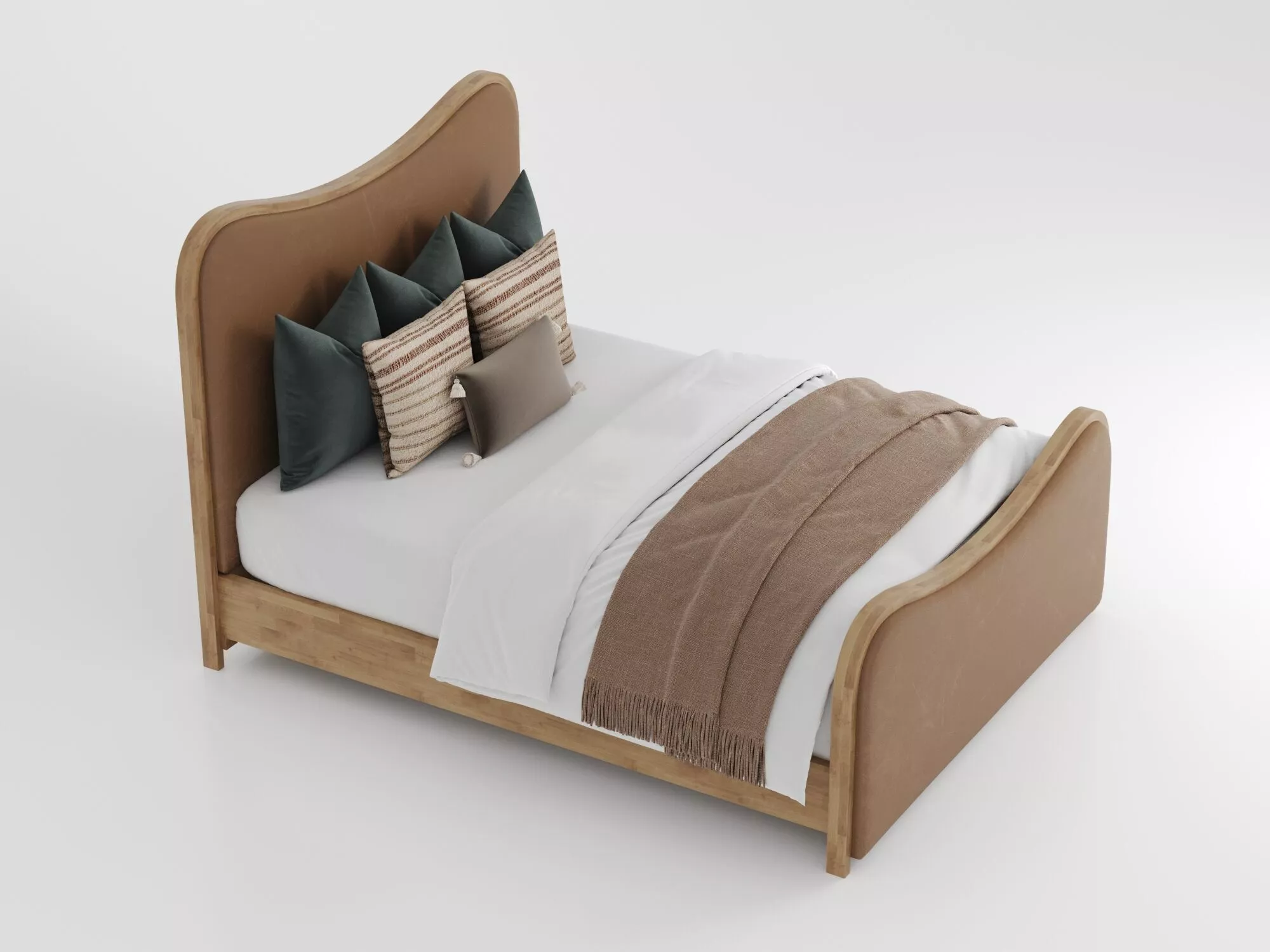 Meridian Arvada Cognac Vegan Leather Upholstered Queen Bed 3D model
