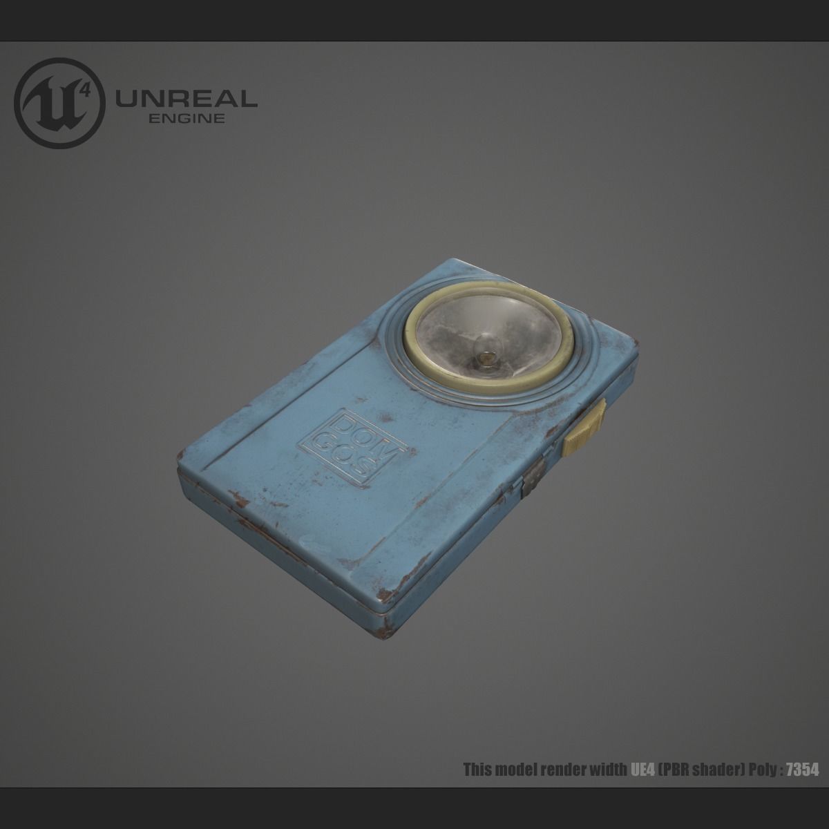 Military flashlight Low-poly 3D model_3